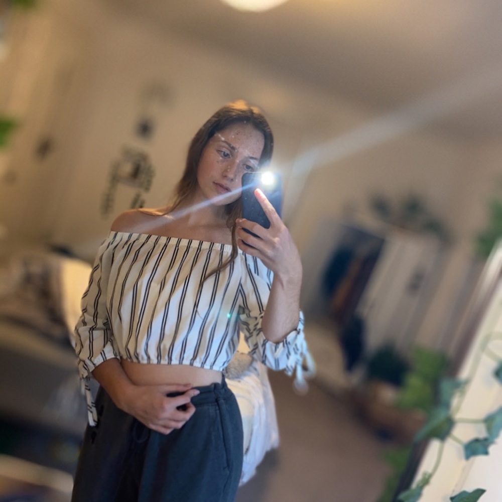 Cute Striped B&W Crop Top